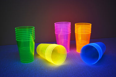 10oz Neon Assorted UV Blacklight Reactive Hard Plastic Glow Party Cups
